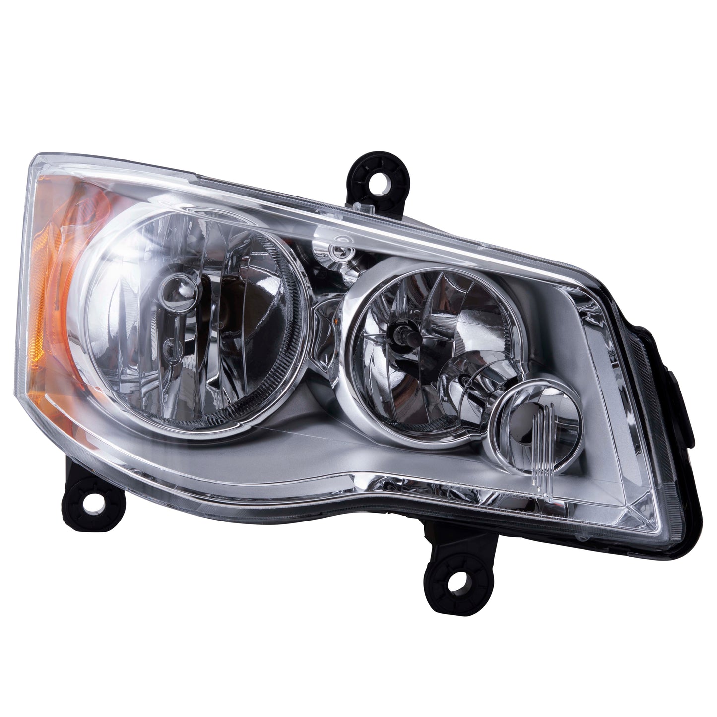 Brock Aftermarket Replacement Driver Left Passenger Right Halogen Combination Headlight Assembly Set With Chrome Bezel Compatible With 2008-2016 Chrysler Town & Country