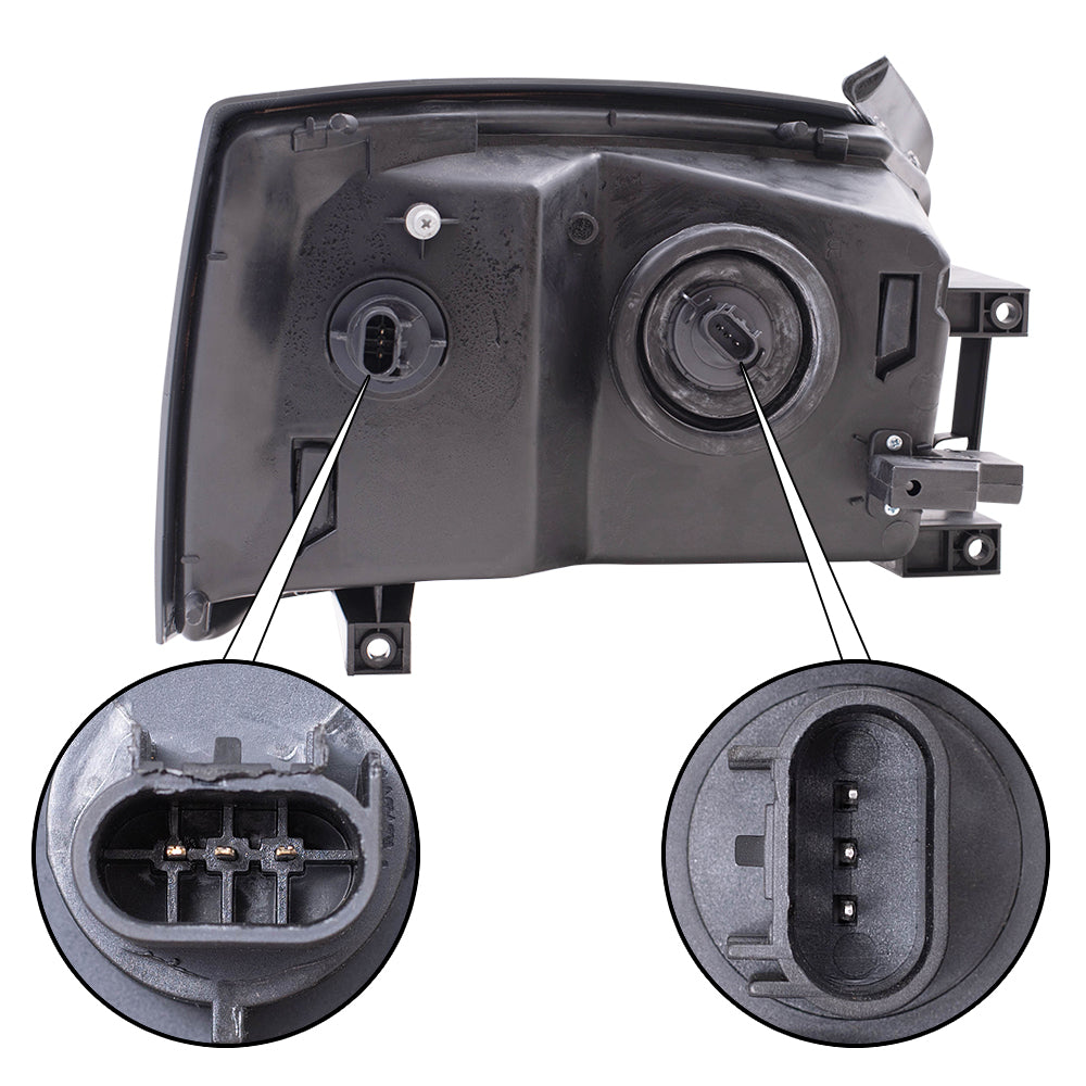Brock Replacement Driver Headlight with Chrome Bezel Compatible with 2005 Dakota Pickup Truck with Outer Bulb Diffuser 55077607AB