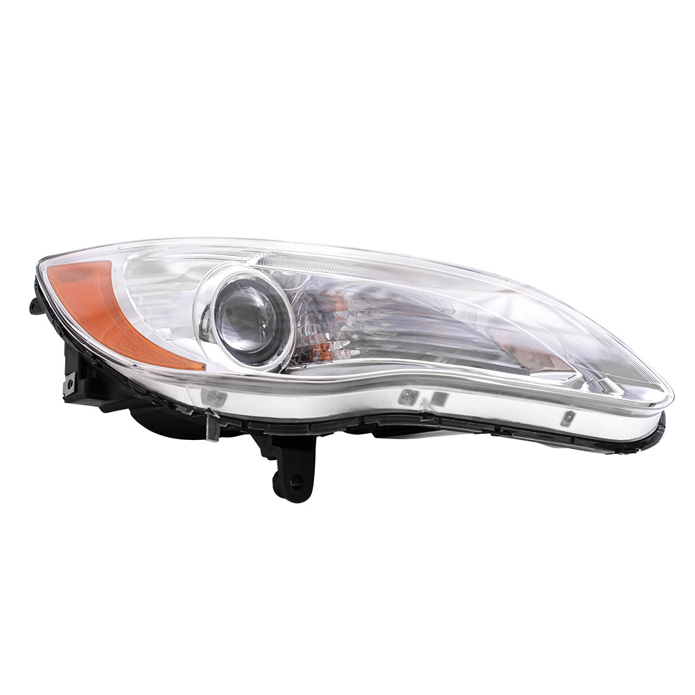 Brock Replacement Set Driver and Passenger Halogen Headlights with Chrome Bezel Compatible with 2011-2014 200 5182591AC 5182590AC