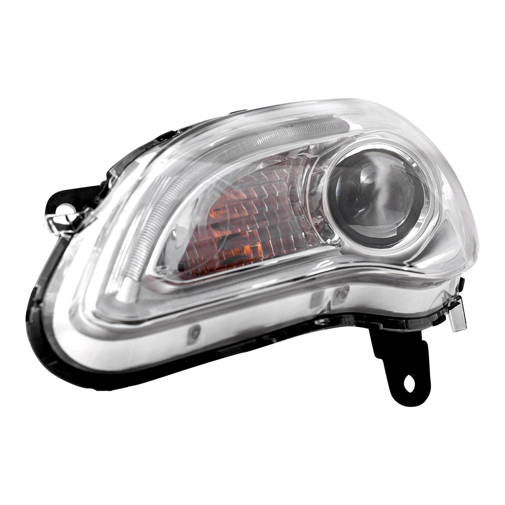 Brock Replacement Driver Halogen Headlight with Chrome Bezel Compatible with 2011-2014 200 5182591AC