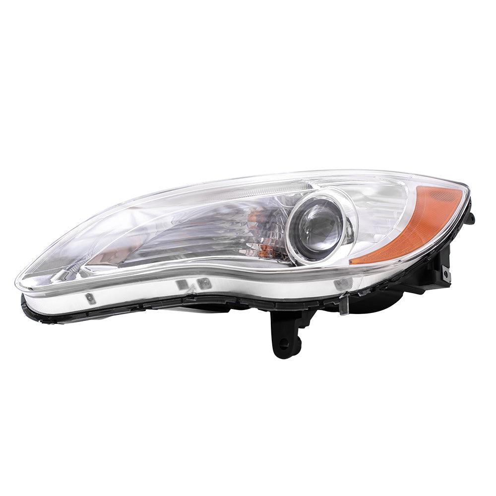 Brock Replacement Driver Halogen Headlight with Chrome Bezel Compatible with 2011-2014 200 5182591AC