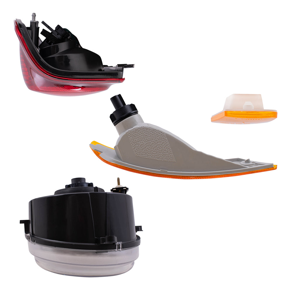 Brock Replacement Headlights Park Signal Lights and Tail Lights Set Compatible with 2005 2006 2007 Liberty