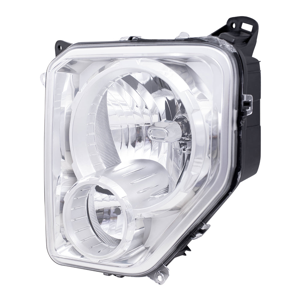 Brock Aftermarket Replacement Passenger Left Halogen Combination Headlight Assembly With Fog Light Chrome Bezel Compatible With 2008-2012 Jeep Liberty