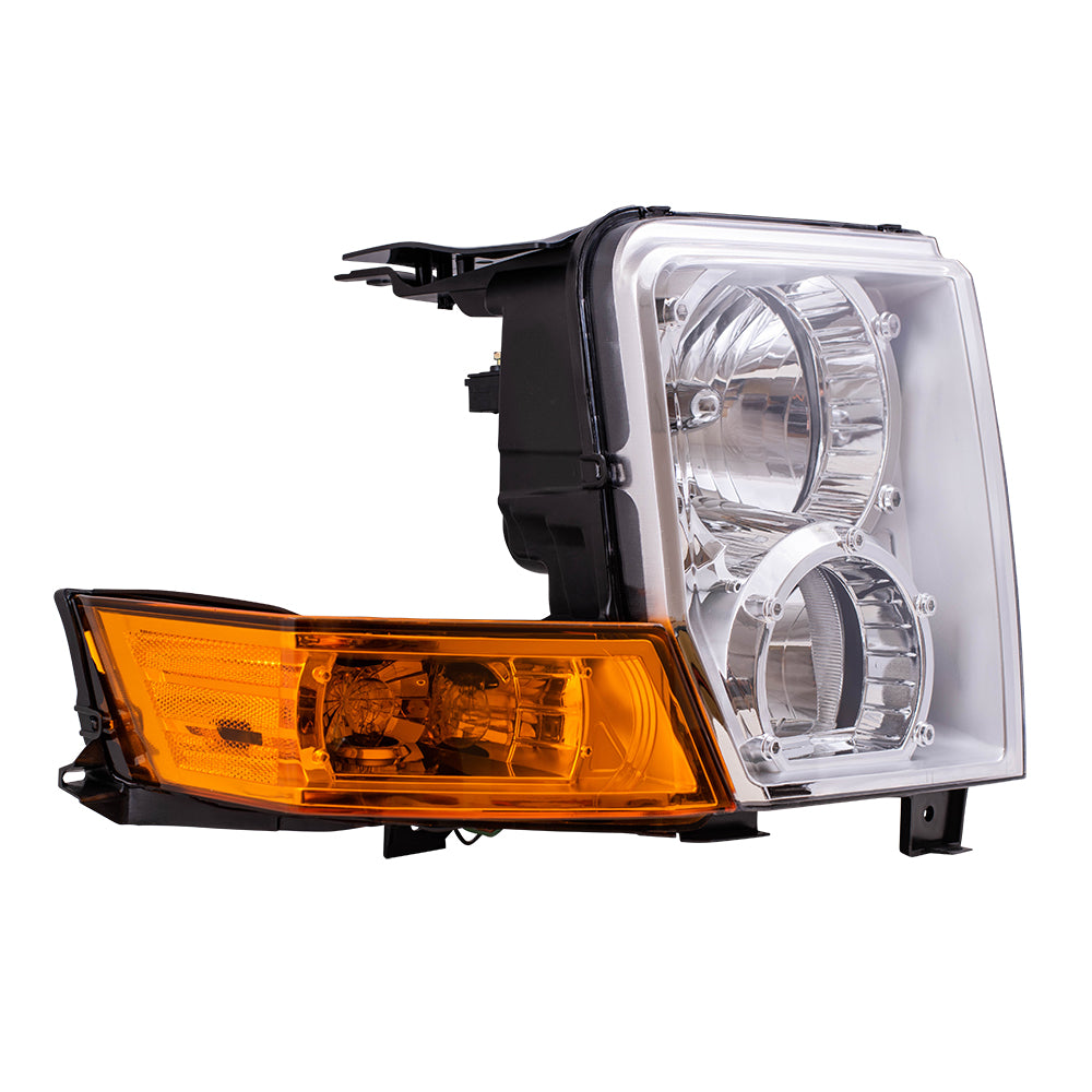 Brock Replacement Passenger Halogen Headlight Compatible with 2006-2010 Commander 55396536AI