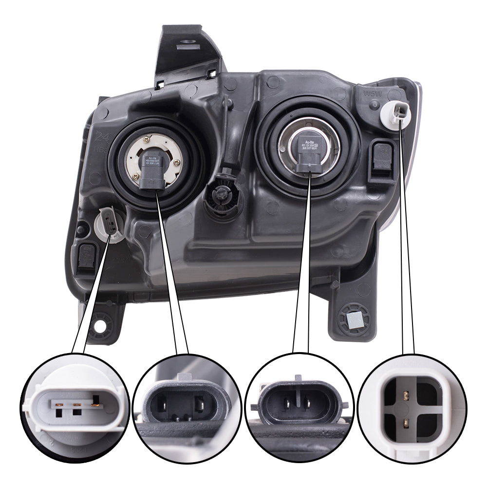 Brock Replacement Set Driver and Passenger Halogen Headlights Chrome Bezel Type Compatible with 2011-2013 Compass