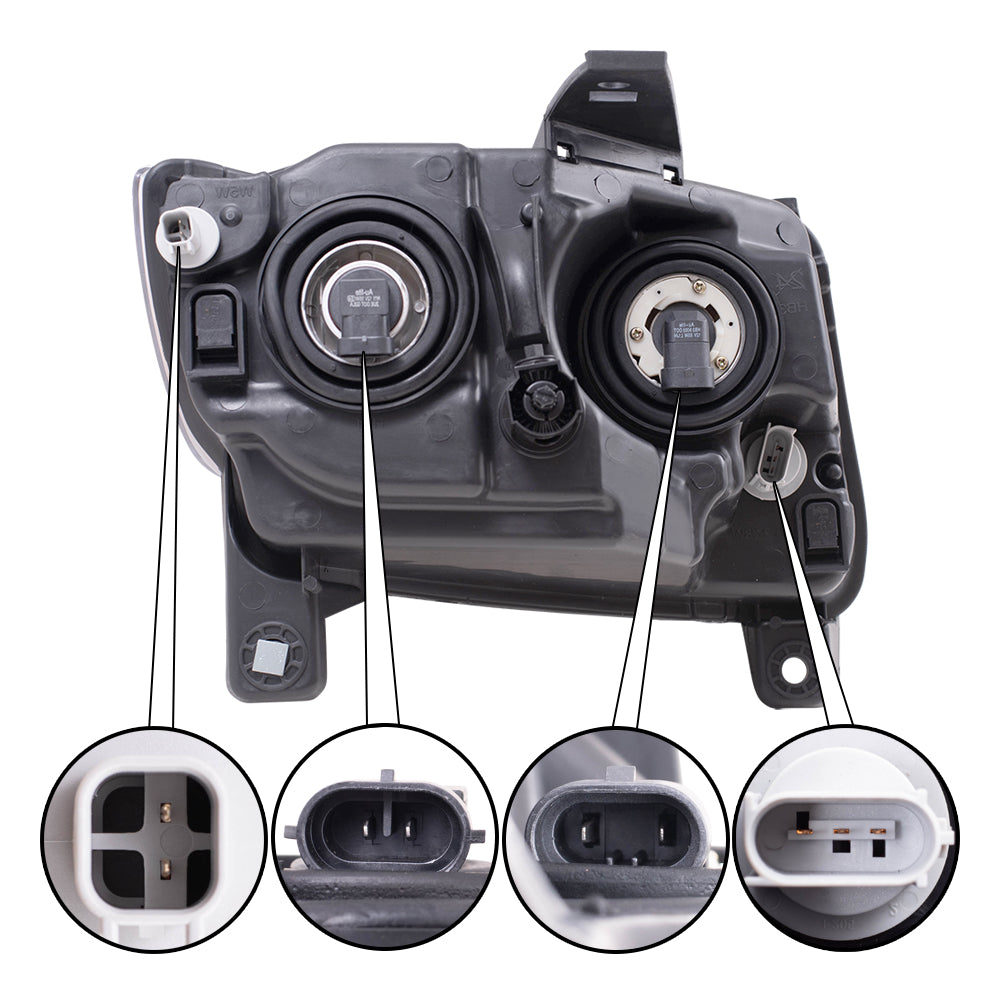Brock Replacement Driver Halogen Headlight Chrome Bezel Type Compatible with 2011-2013 Compass