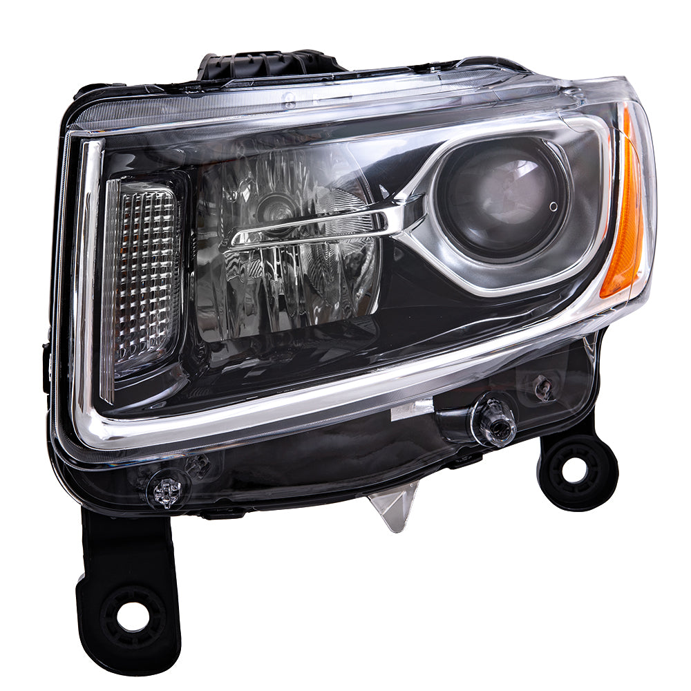 Brock Aftermarket Replacement Driver Left Halogen Combination Headlight Assembly With Chrome Bezel CAPA Certified