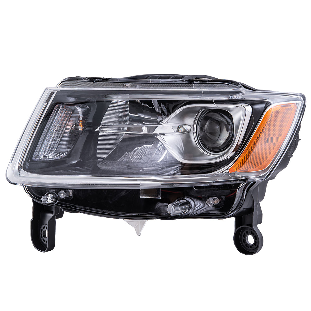 Brock Aftermarket Replacement Driver Left Halogen Combination Headlight Assembly With Chrome Bezel CAPA Certified