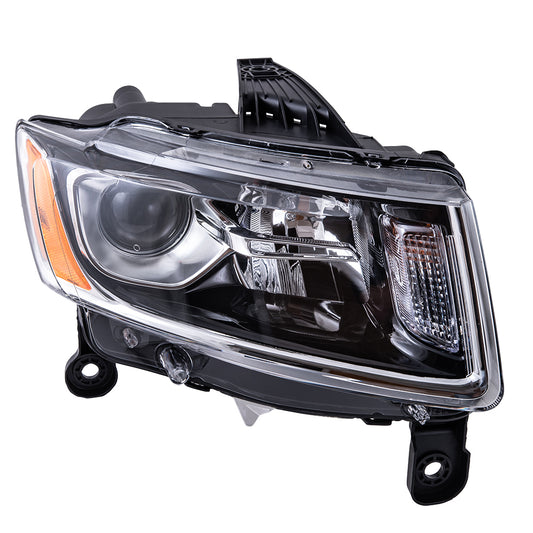 Brock Aftermarket Replacement Passenger Right Halogen Combination Headlight Assembly With Chrome Bezel CAPA Certified