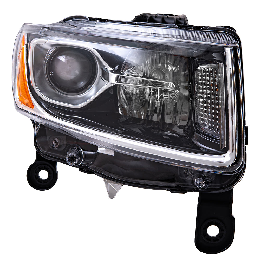 Brock Aftermarket Replacement Passenger Right Halogen Combination Headlight Assembly With Chrome Bezel CAPA Certified