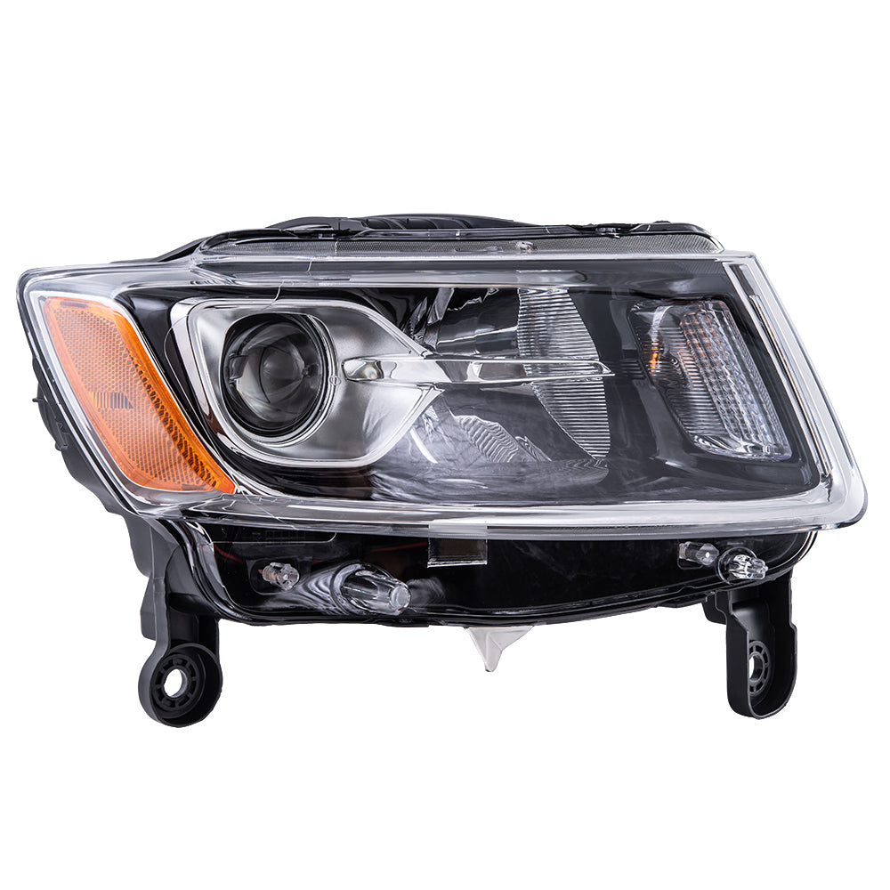 Brock Aftermarket Replacement Passenger Right Halogen Combination Headlight Assembly With Chrome Bezel CAPA Certified