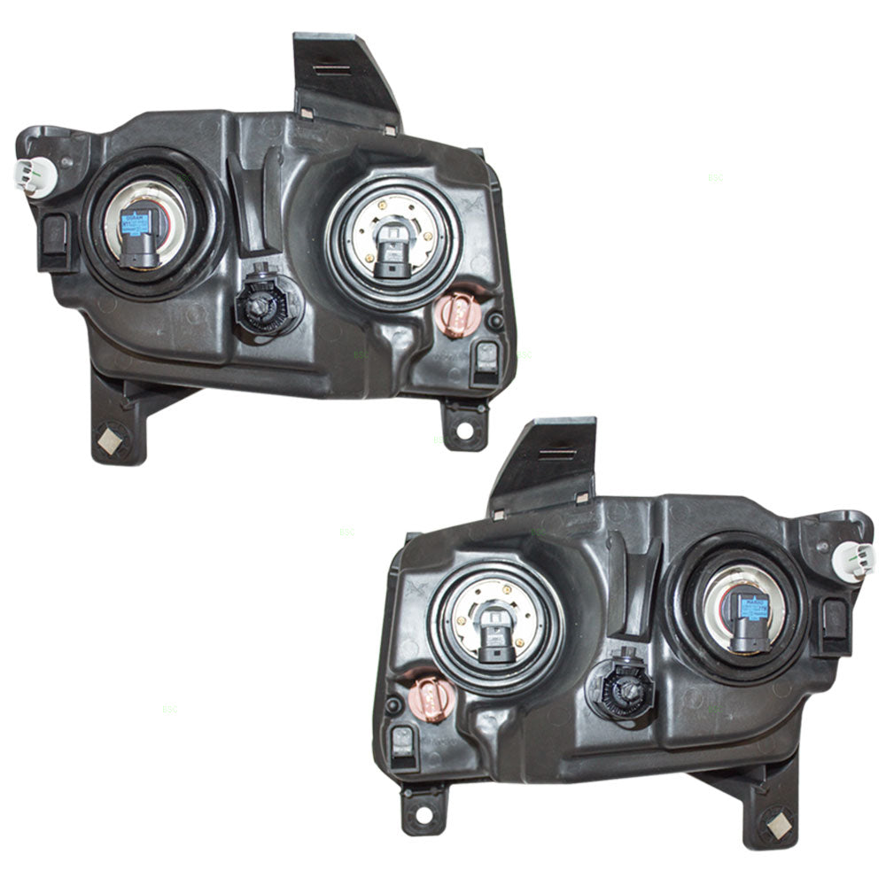 Brock Replacement Set Driver and Passenger Halogen Combination Headlights with Black Trim Compatible with 2013-2017 Compass