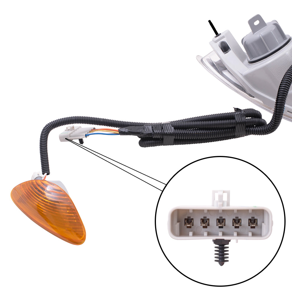 Brock Replacement Driver Halogen Headlight and Marker Light Compatible with 2008-2018 Durastar and Transtar 3574387C94 3574387C93