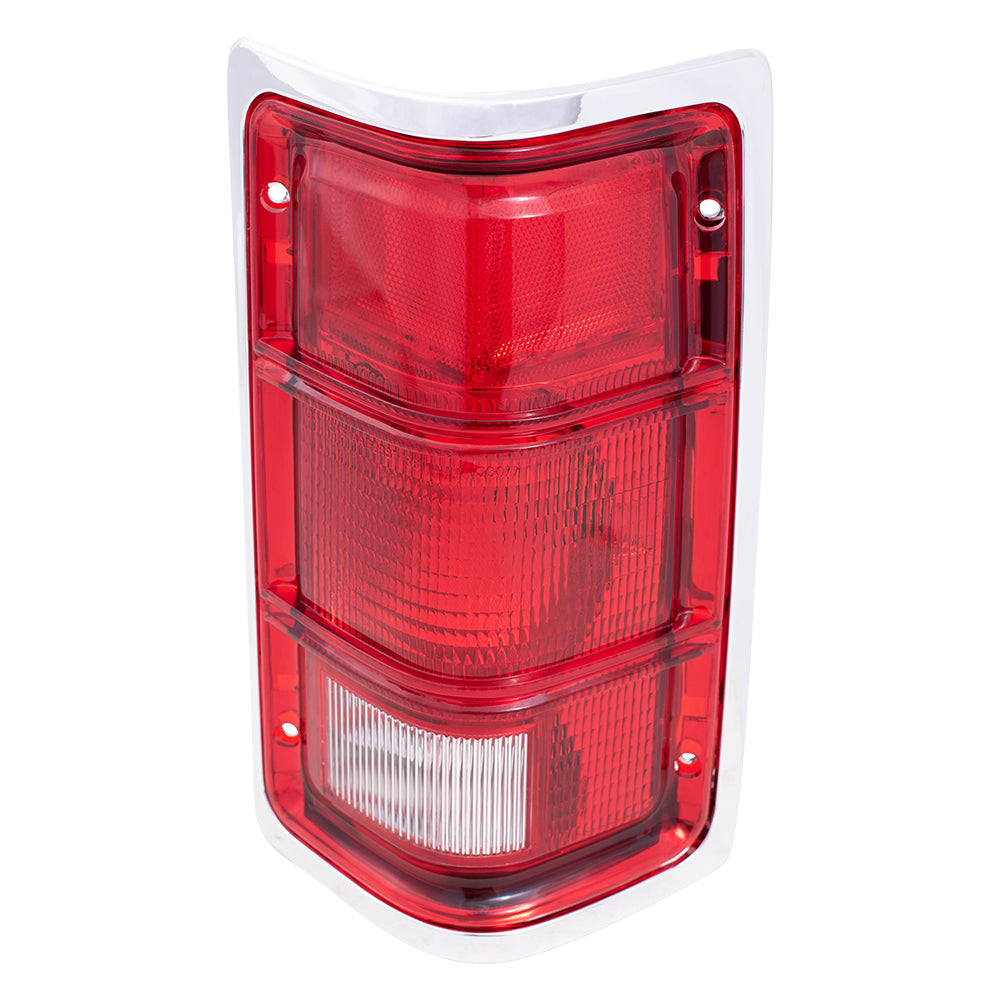 Brock Replacement Passenger Driver Taillight with Chrome Bezel Compatible with 1988-1992 Dakota Pickup Truck 4482576