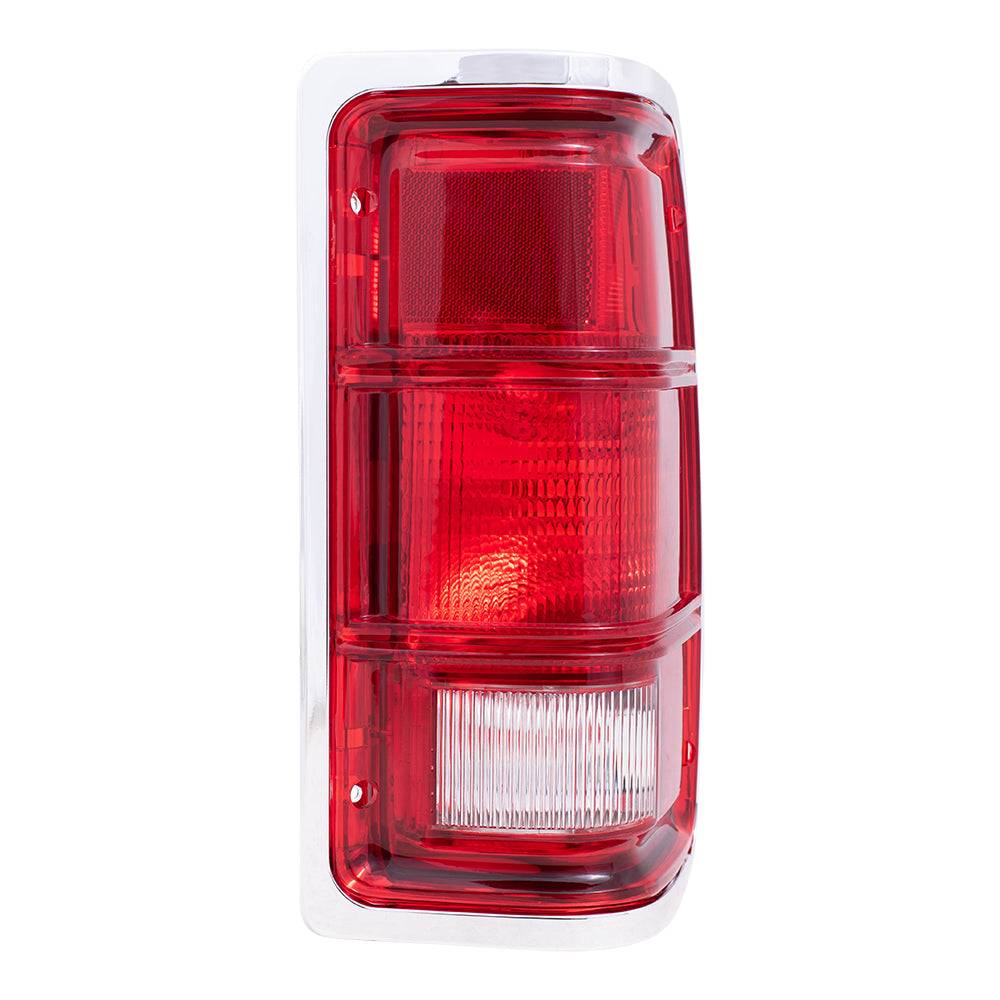 Brock Replacement Passenger Driver Taillight with Chrome Bezel Compatible with 1988-1992 Dakota Pickup Truck 4482576