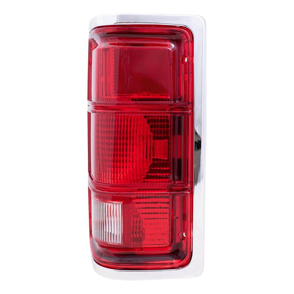 Brock Replacement Passenger Driver Taillight with Chrome Bezel Compatible with 1988-1992 Dakota Pickup Truck 4482576