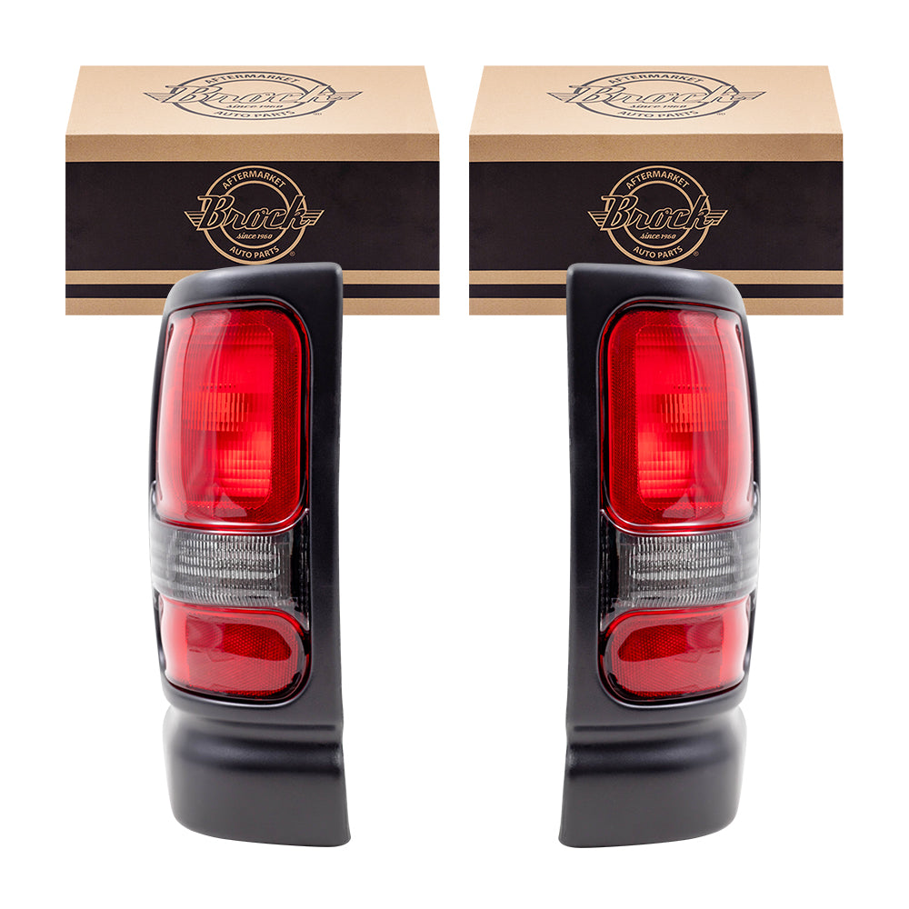 Tail Light for 1994-2001 Ram 1500 Textured Black Bezel for 1994-2002 Ram 2500 55055265AC Set CH2800122