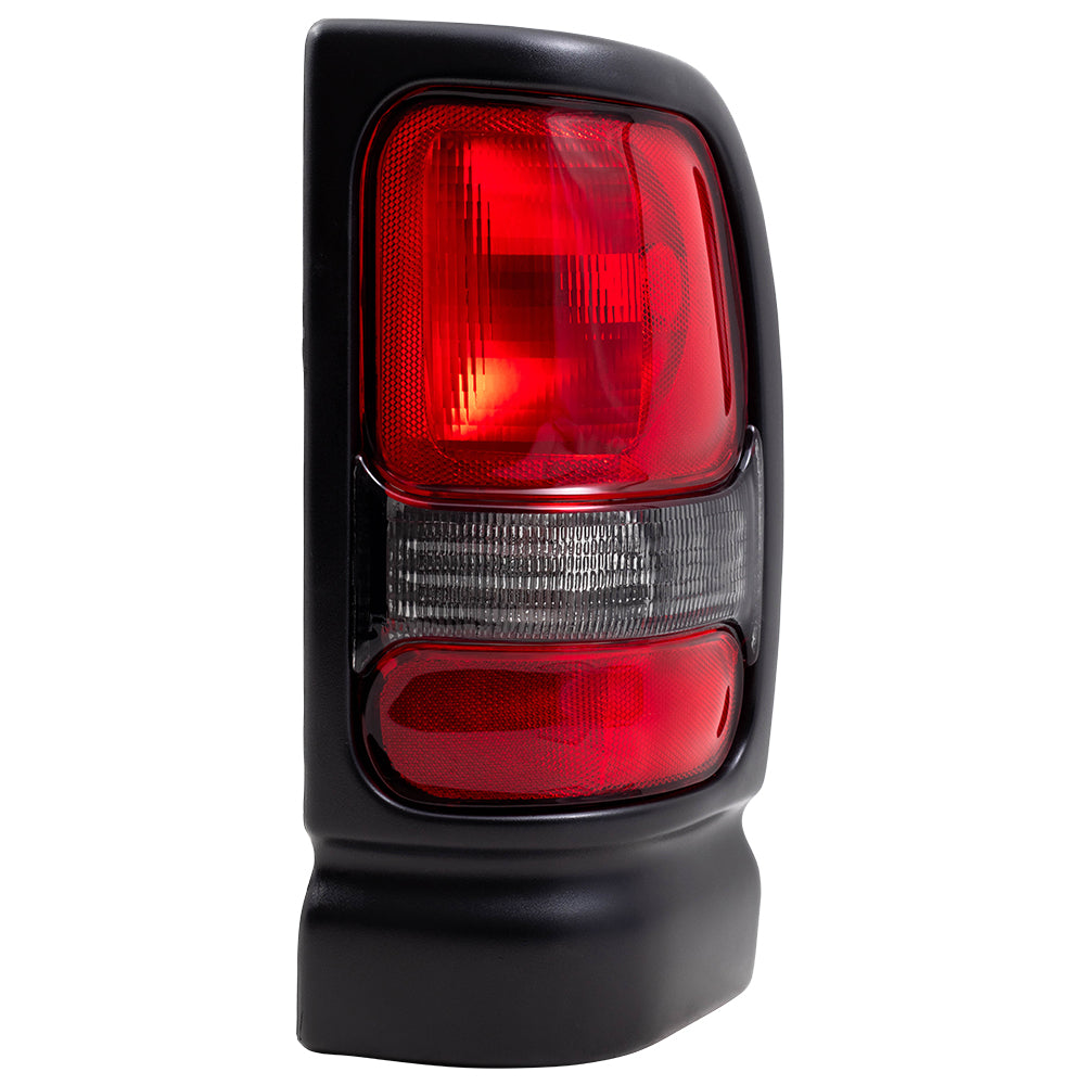 Brock Replacement Passenger Tail Light with Textured Black Bezel Compatible with 1994-2001 1500 Pickup Truck 1994-2002 2500 3500 55055264AC