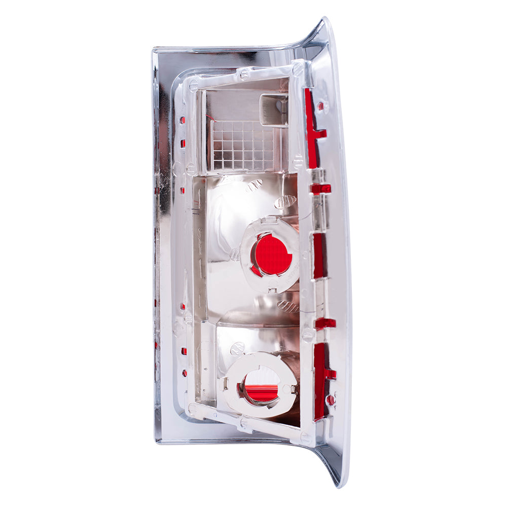 Brock Replacement Driver Tail Light Red Trim with Chrome Housing Compatible with 1981-1993 Pickup Truck charger 55054795