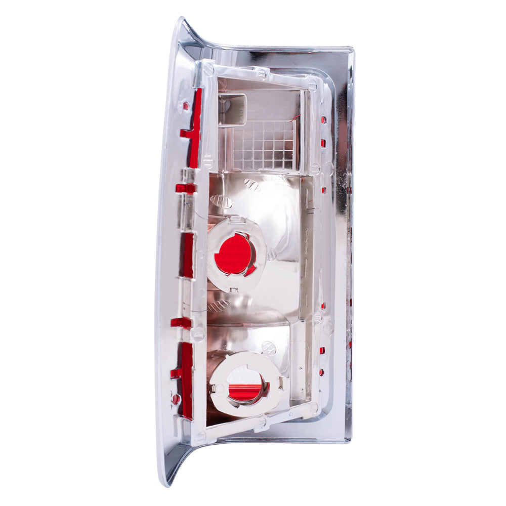 Brock Replacement Passenger Tail Light Red Trim with Chrome Housing Compatible with 1981-1993 Pickup Truck charger 55054794