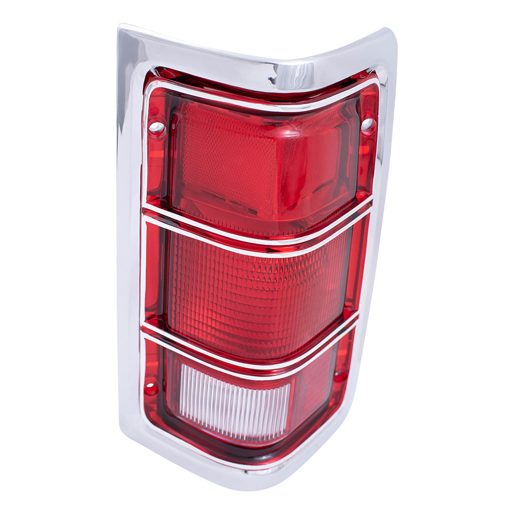Brock Replacement Passenger Taillight Chrome Trim and Housing Compatible with 1981-1993 Pickup charger 4163150
