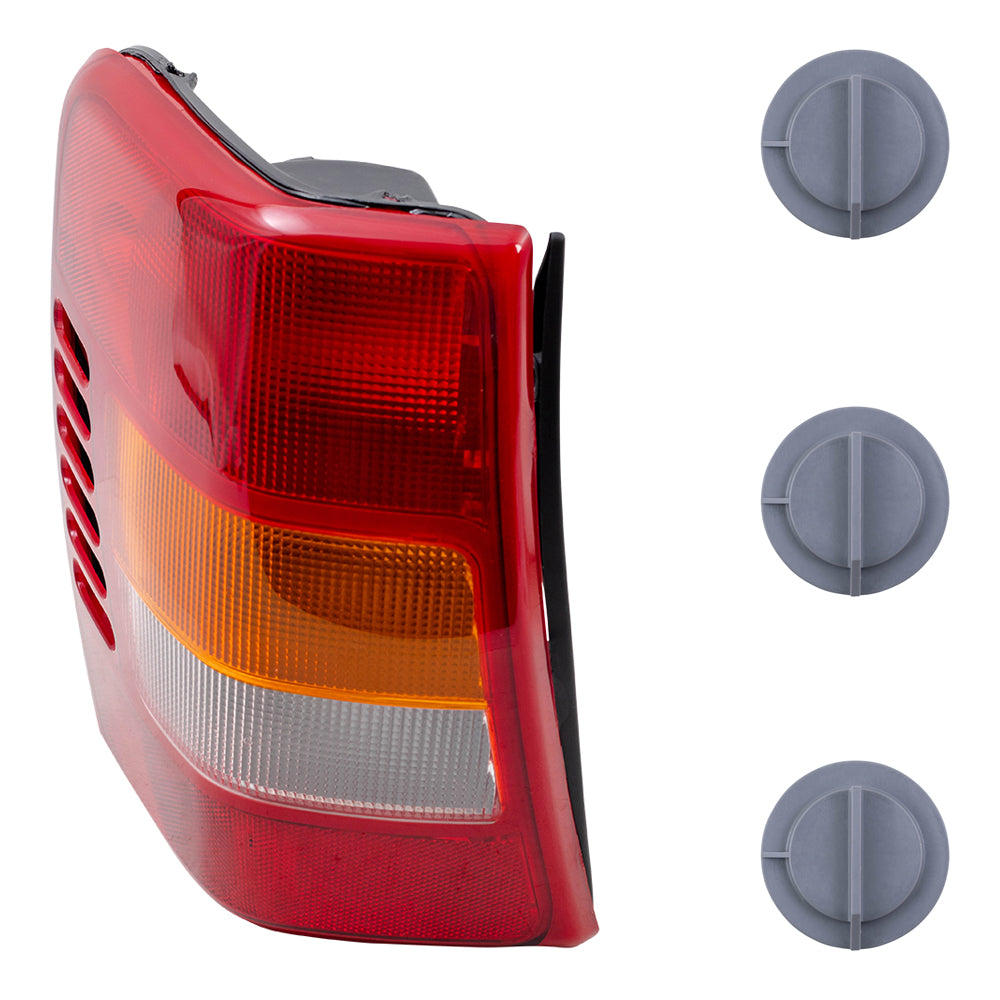 Brock Aftermarket Replacement Rear Driver Left Tail Light Unit with Circuit Board and Tail Light Bulb Sockets W/O Bulbs 4 Piece Set Compatible with 1999-2002 Grand Cherokee To 11/01