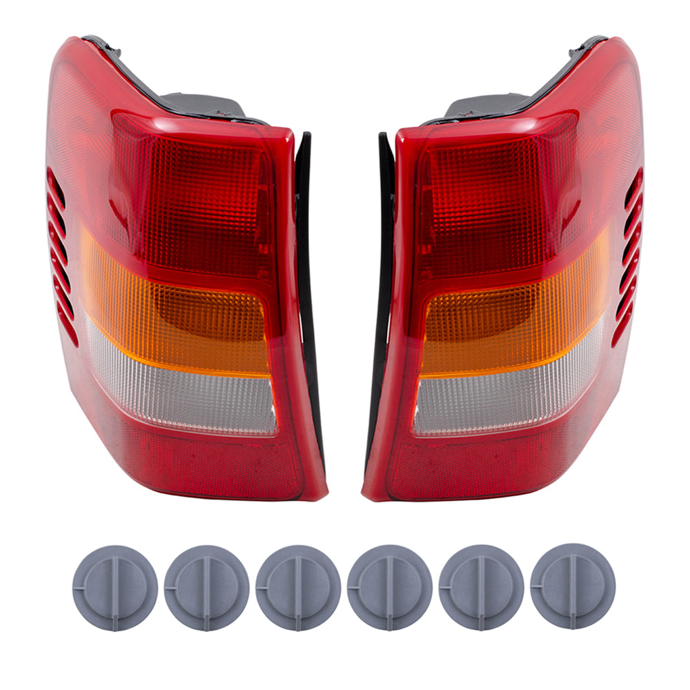 Brock Aftermarket Replacement Driver Left Passenger Right Tail Light Units with Circuit Board-Sockets without Bulbs 8 Piece Set Compatible with 1999-2002 Grand Cherokee Built to 11/01