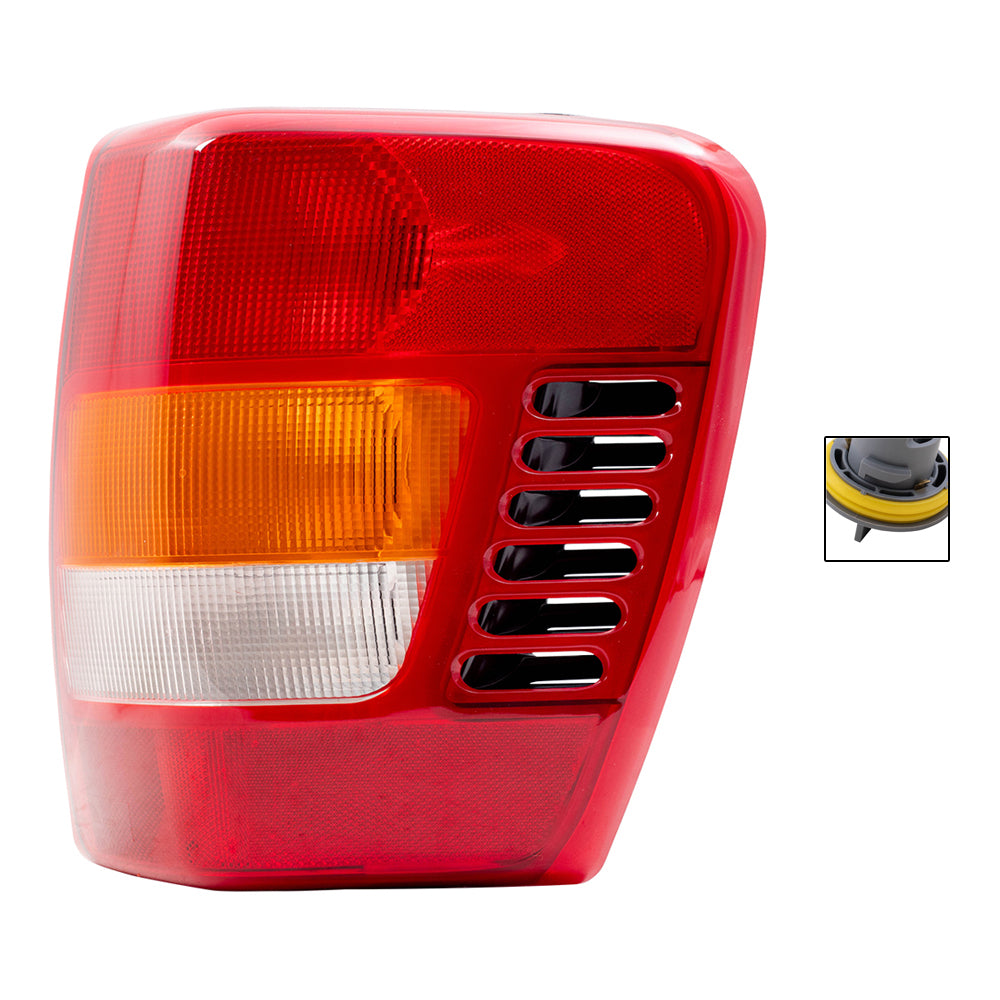 Brock Aftermarket Replacement Rear Passenger Right Tail Light Unit with Circuit Board- Sockets without Bulbs 4 Piece Set Compatible with 1999-2002 Grand Cherokee Built to 11/01