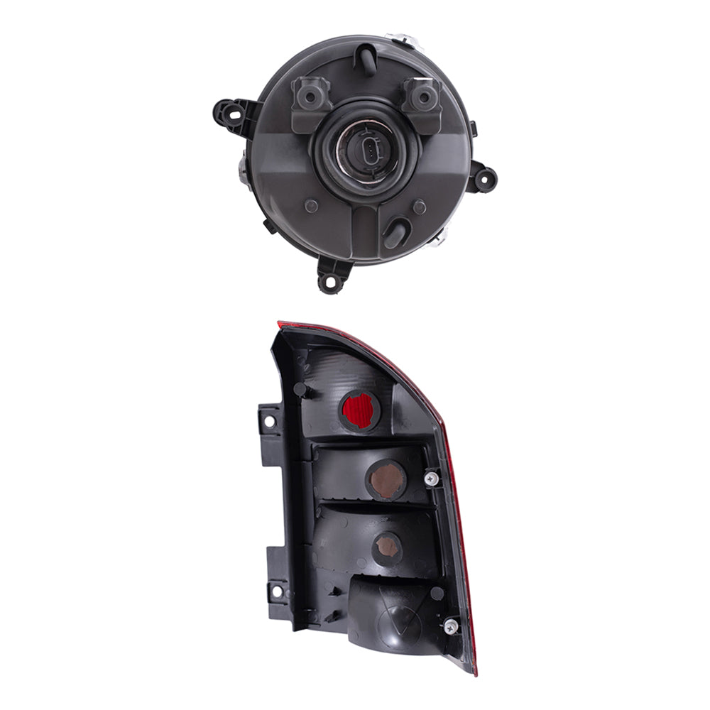 Brock Replacement Driver and Passenger Side Halogen Headlight Assemblies without Leveling and Tail Lights 4 Piece Set Compatible with 2007-2010 Compass