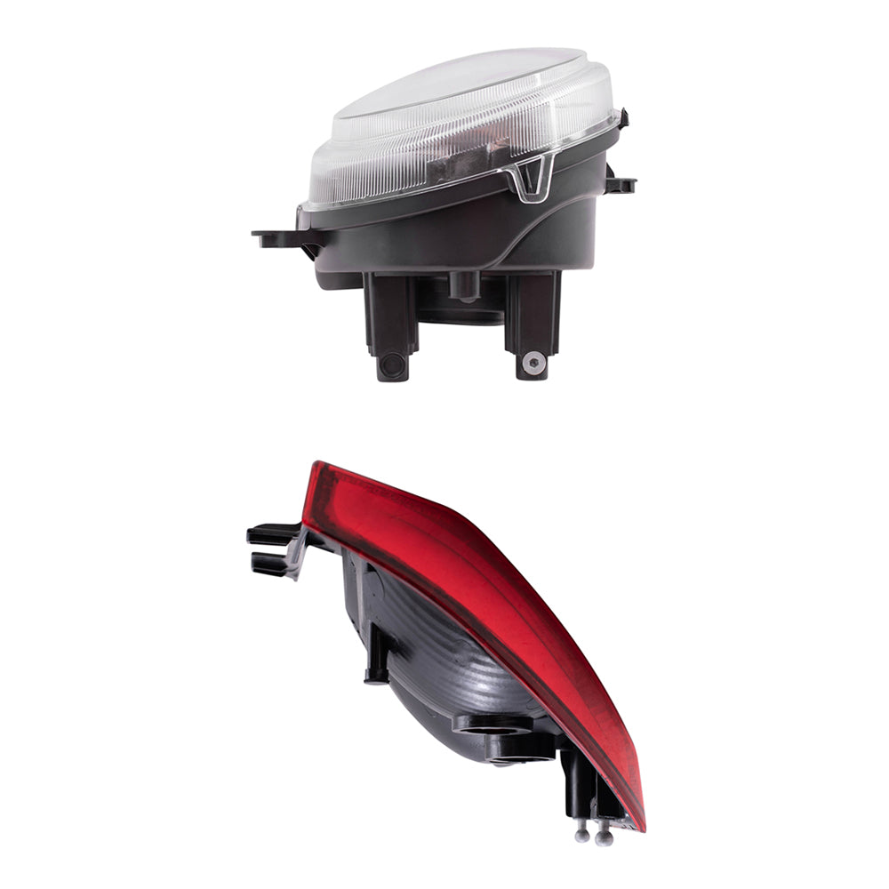 Brock Replacement Driver and Passenger Side Halogen Headlight Assemblies without Leveling and Tail Lights 4 Piece Set Compatible with 2007-2010 Compass