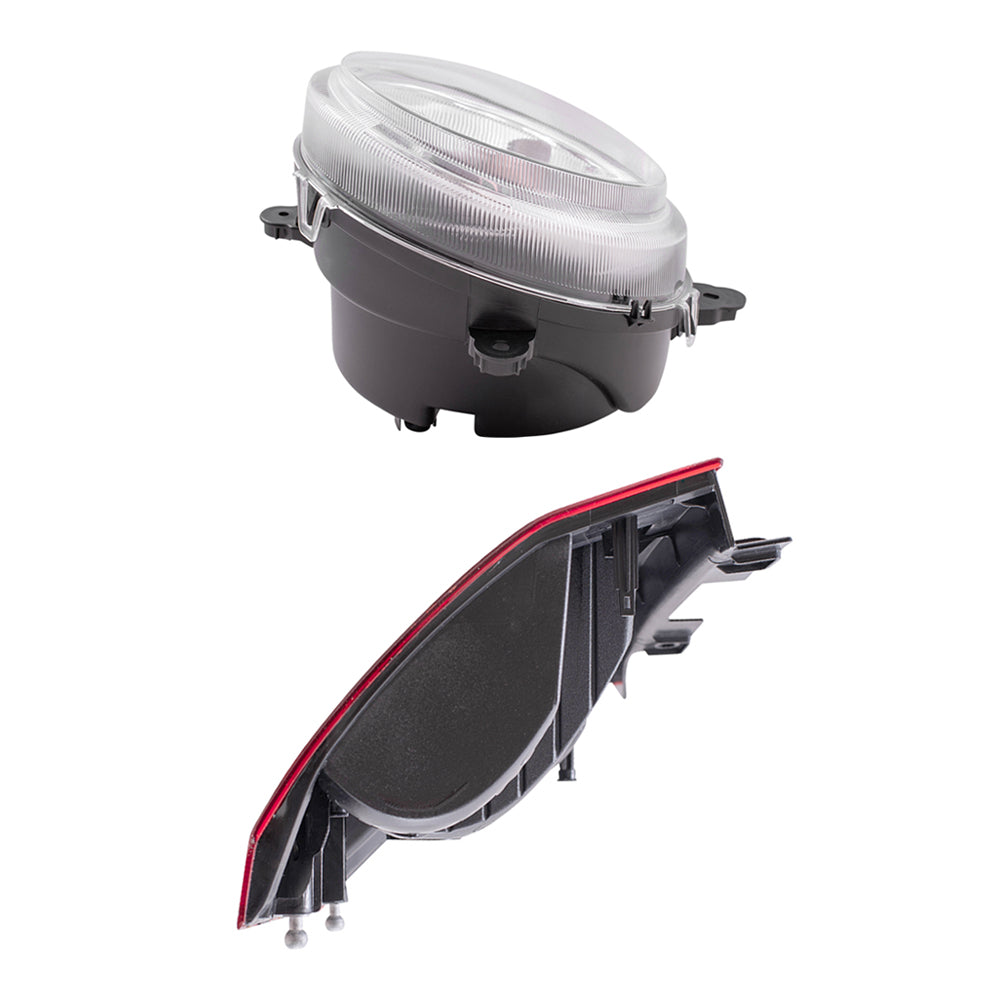 Brock Replacement Driver and Passenger Side Halogen Headlight Assemblies without Leveling and Tail Lights 4 Piece Set Compatible with 2007-2010 Compass