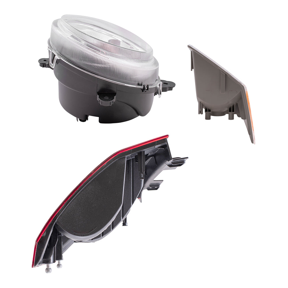 Brock Replacement Halogen Headlight Assemblies without Leveling, Park Signal Marker Lights and Tail Lights 6 Piece Set Compatible with 2007-2010 Compass