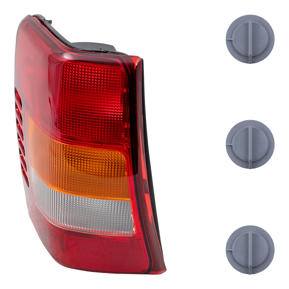 Brock Replacement Driver Side Tail Light Unit with Circuit Board and Tail Light Bulb Sockets without Bulbs 4 Piece Set Compatible with 2002-2004 Grand Cherokee