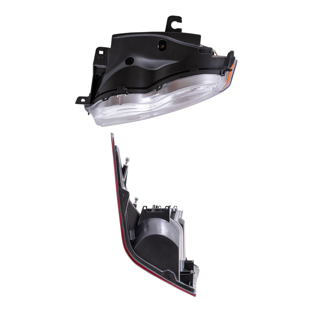 Brock Replacement Driver and Passenger Side Halogen Combination Headlight Assemblies & Tail Light Units 4 Piece Set Compatible with 2005-2006 Grand Cherokee