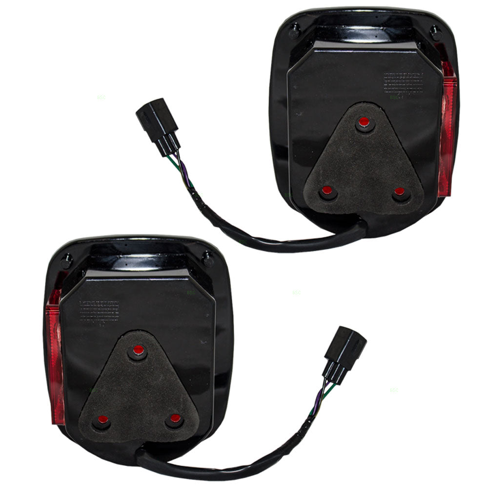 Brock Replacement Set Driver and Passenger Tail Lights with Square Connector Compatible with 1998-2006 Wrangler 56018649AD 56018648AD