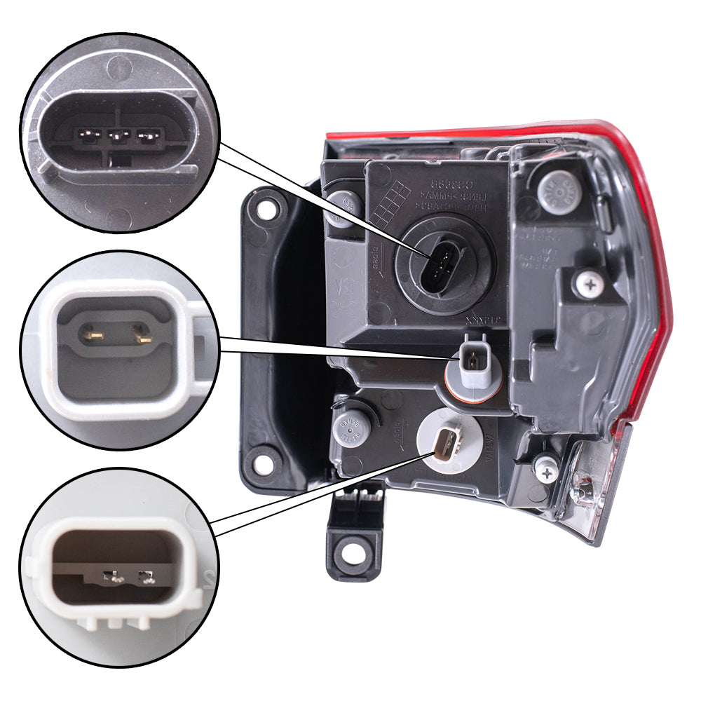 Brock Replacement Driver Side Tail Light Assembly with Granite Bezel without Platinum Insert Body Mounted Compatible with 14-20 Grand Cherokee