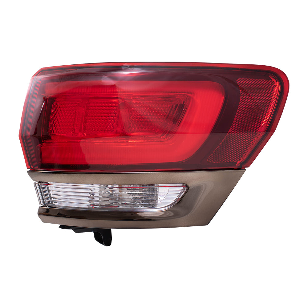 Brock Replacement Passenger Side Tail Light Assembly with Silver Bezel without Platinum Insert Body Mounted Compatible with 14-20 Grand Cherokee