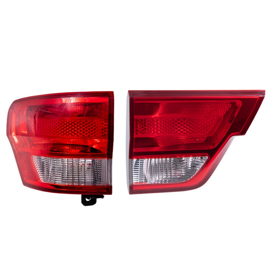 Brock 2222-0091LC2 Aftermarket Replacement Driver Left Combination Tail Light Body And Liftgate Mounted 2 Piece Set Compatible With 2011-2013 Jeep Grand Cherokee