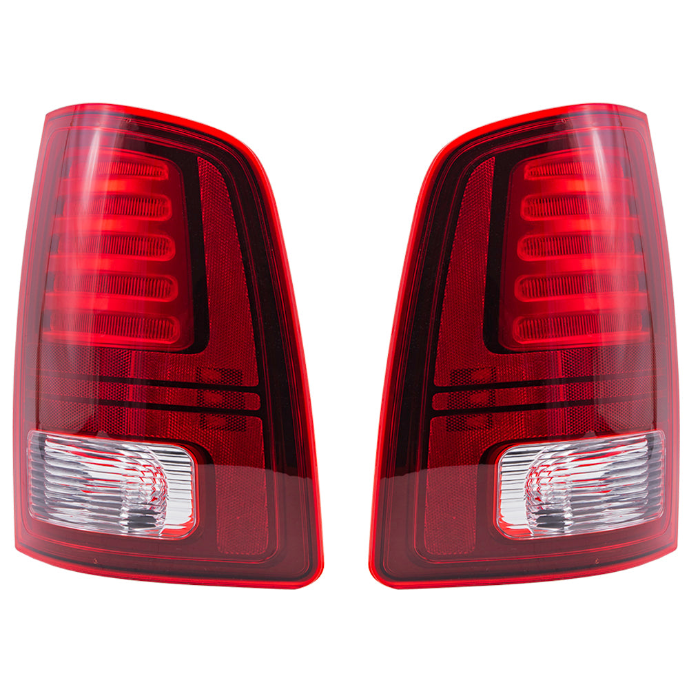 Brock 2222-0553LR LED Combination Tail Light Assembly With Black Trim Set Compatible With 2013-2018 RAM Pickup 2019-2023 RAM 1500 Classic