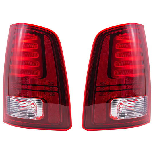 Brock 2222-0553LR LED Combination Tail Light Assembly With Black Trim Set Compatible With 2013-2018 RAM Pickup 2019-2023 RAM 1500 Classic