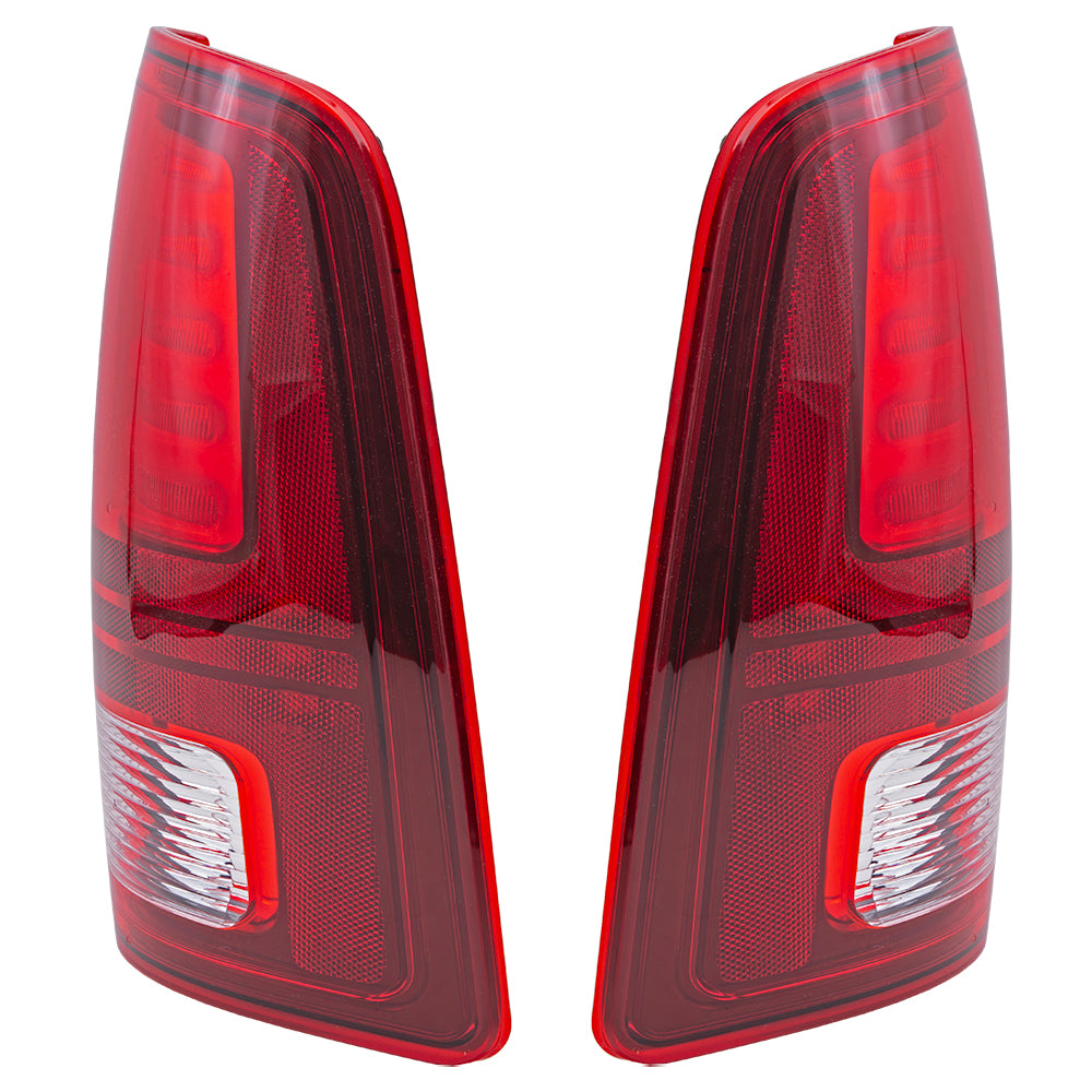 Brock 2222-0553LR LED Combination Tail Light Assembly With Black Trim Set Compatible With 2013-2018 RAM Pickup 2019-2023 RAM 1500 Classic