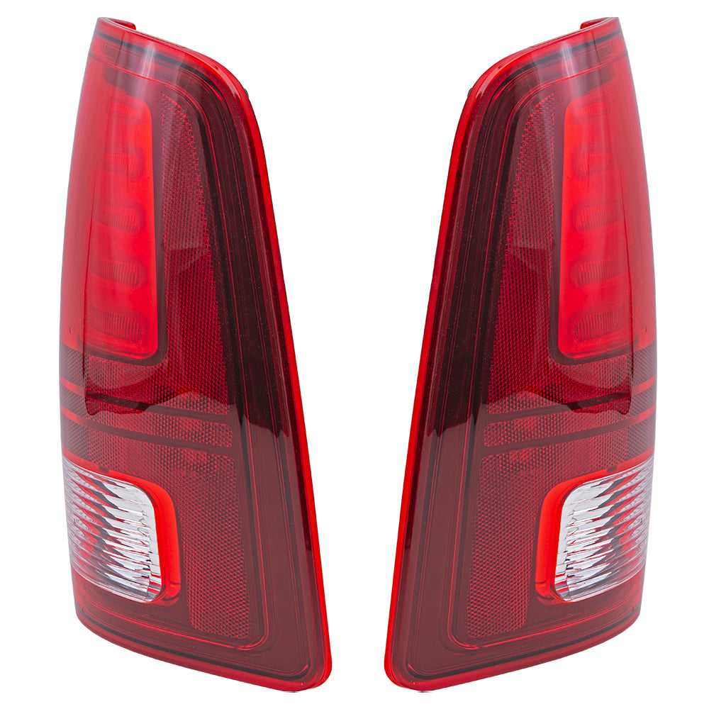 Brock 2222-0553LR LED Combination Tail Light Assembly With Black Trim Set Compatible With 2013-2018 RAM Pickup 2019-2023 RAM 1500 Classic