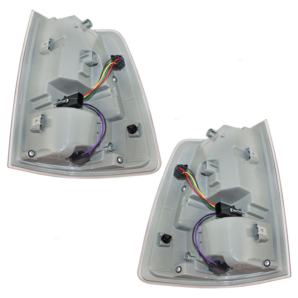 Brock Aftermarket Replacement Part Driver & Passenger Side LED Tail Light Assemblies Set with Chrome Trim Compatible with 2013-2018 RAM 1500
