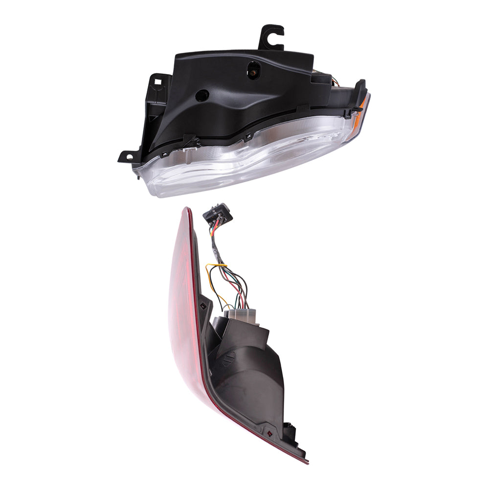 Brock Replacement Driver and Passenger Side Halogen Combination Headlight Assemblies and Tail Light Assemblies 4 Piece Set Compatible with 2005-2006 Grand Cherokee
