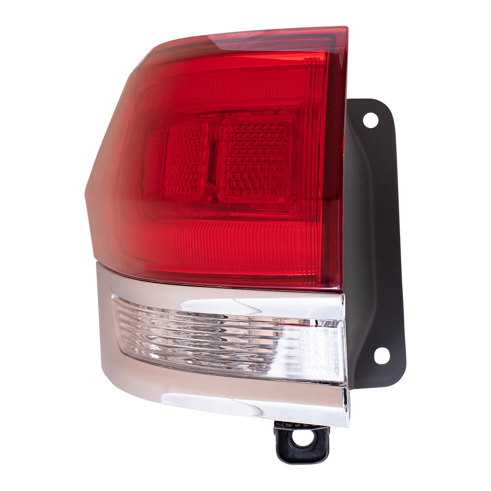 Brock Replacement Driver Side Tail Light Assembly with Chrome Bezel Compatible with 2014-2021 Grand Cherokee Laredo/Limited/Overland/Summit