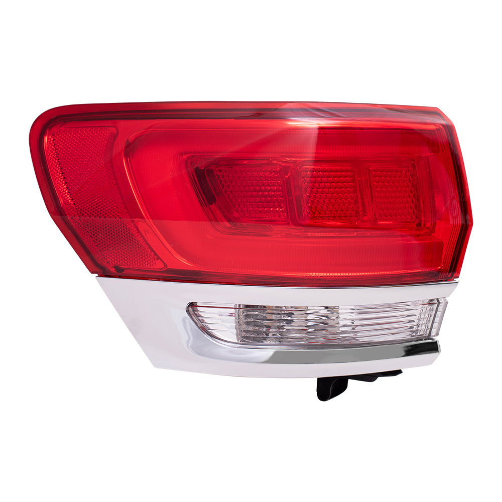 Brock Replacement Driver Side Tail Light Assembly with Chrome Bezel Compatible with 2014-2021 Grand Cherokee Laredo/Limited/Overland/Summit