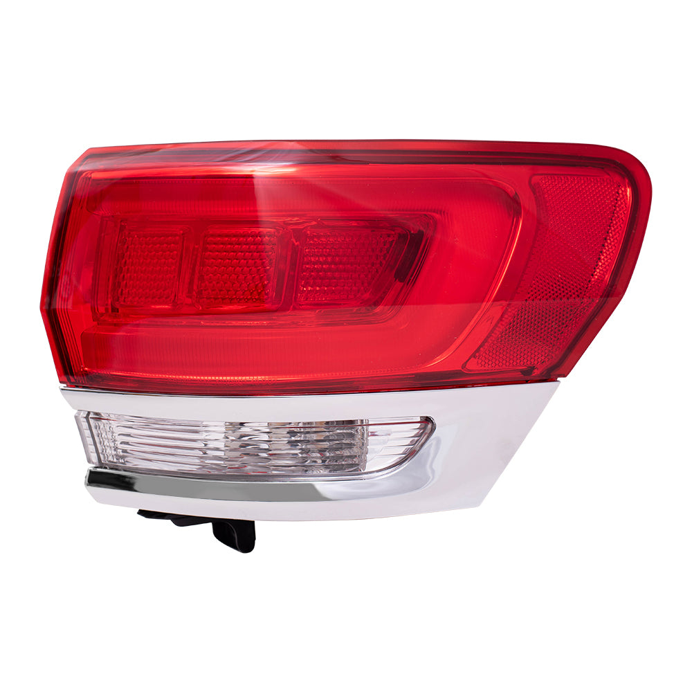 Brock Replacement Passenger Side Tail Light Assembly with Chrome Bezel Compatible with 2014-2021 Grand Cherokee Laredo/Limited/Overland/Summit