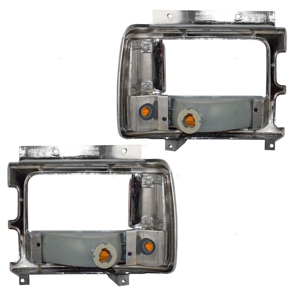 Park/Signal/Side Marker for 1991-1996 Dakota Chrome Headlight Bezel w/ Aero Package 56003351 Set CH2512153
