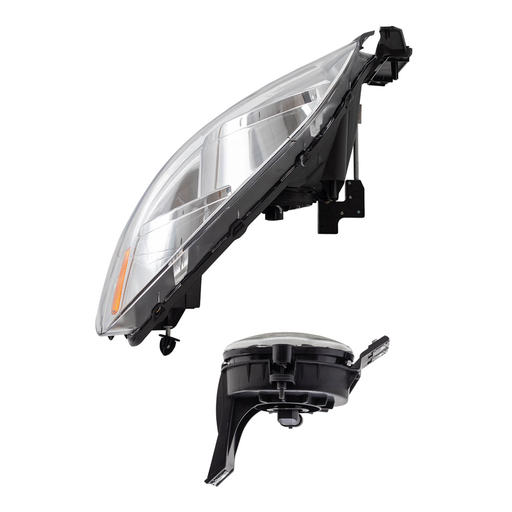 Brock Replacement Driver and Passenger Side Halogen Combination Headlight Assemblies and Fog Light Assemblies 4 Piece Set Compatible with 2007-2008 Ram 1500 and 07-09 Ram 2500/3500