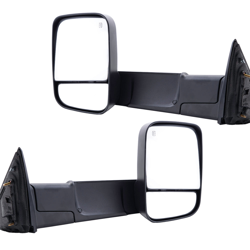 Brock Replacement Driver and Passenger Side Power Tow Mirrors with Heat, Signal and Puddle Light without Memory Compatible with 2013-2018 1500/2500/3500/4500/5500 & 2019-2021 1500 Classic